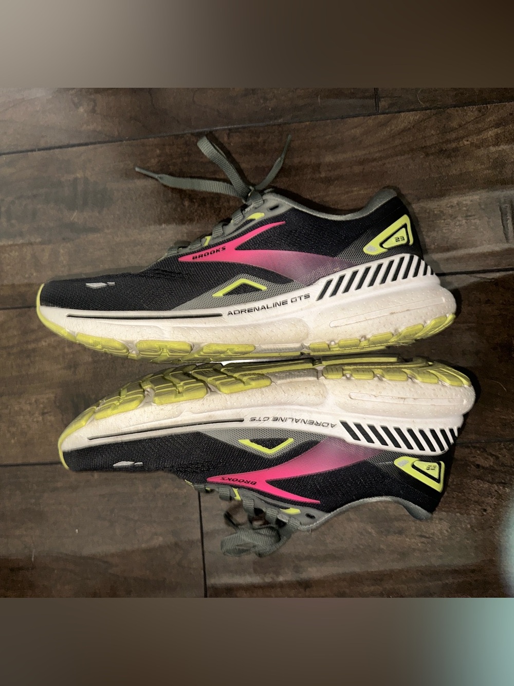 Brooks Women's Athletic Running Shoes - Black with Pink & Lime